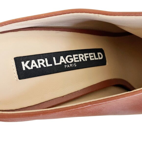 KARL LAGERFELD Jensen Slide Sandal In Siena Brown Leather Women’s Size 5.5 M - Picture 7 of 11